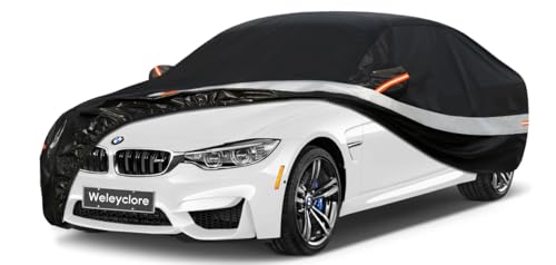 Image of 10 Layers Car Cover Waterproof Breathable Large for Saloon,100% Waterproof Outdoor Car Covers Rain Snow Protection. Custom Fit for Jaguar S type, Audi A5, BMW 4 Series, Ford Mondeo,etc Black