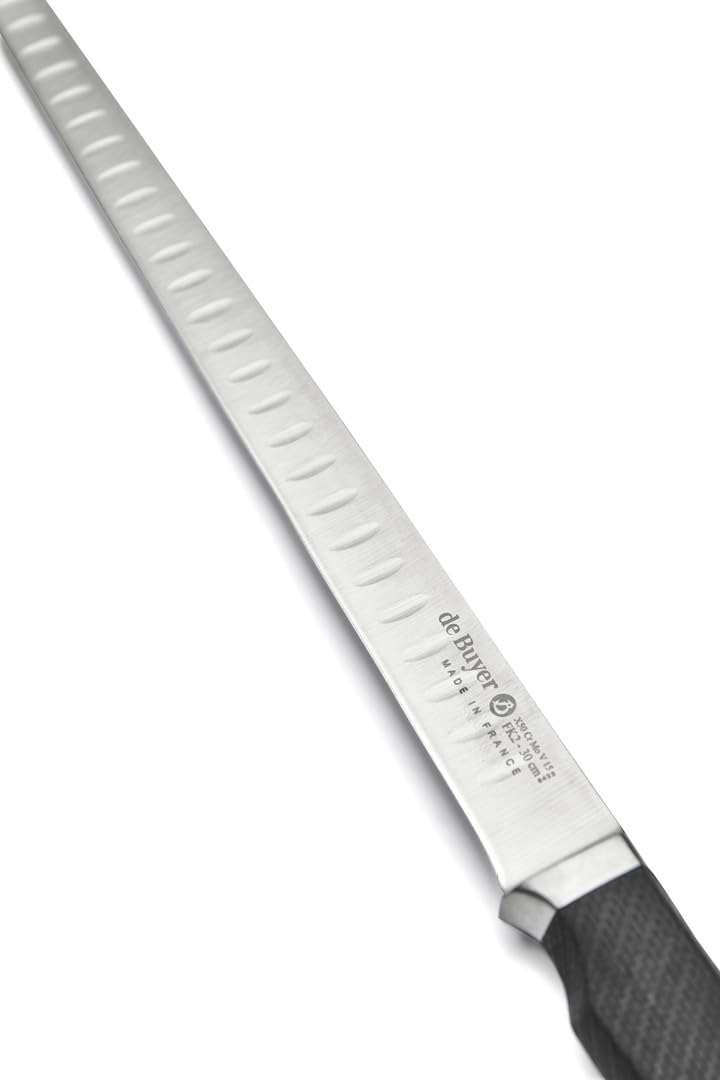 De Buyer - Couteau tranchelard Santoku FK2 en acier inoxydable - Longueur 30 cm -, Noir