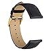 WOCCI 18mm Vintage Leather Watch Band for Men and Women, Gold Buckle (Black)