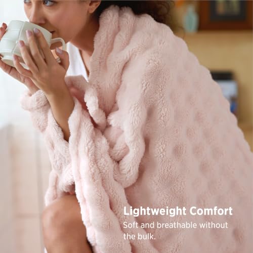 Bedsure Cloud Bubble Throw Blanket, Pink Christmas Decor Gifts, 50"×60" | Lightweight Decorative, Pink Gifts for Women/Girls, Christmas Room Decor, Fleece Blanket, Couch/Sofa/Bed, Soft, Cute - image 5