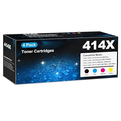 414X Toner Cartridge 4 Pack High Yield MFP M479fdw (with Chip) Compatible for HP 414X 414A Work for Color Laser Jet Pro MFP M479fdw Toner M454dw M454dn M455dn MFP M480f M479dw M479fdn Printer W2020X
