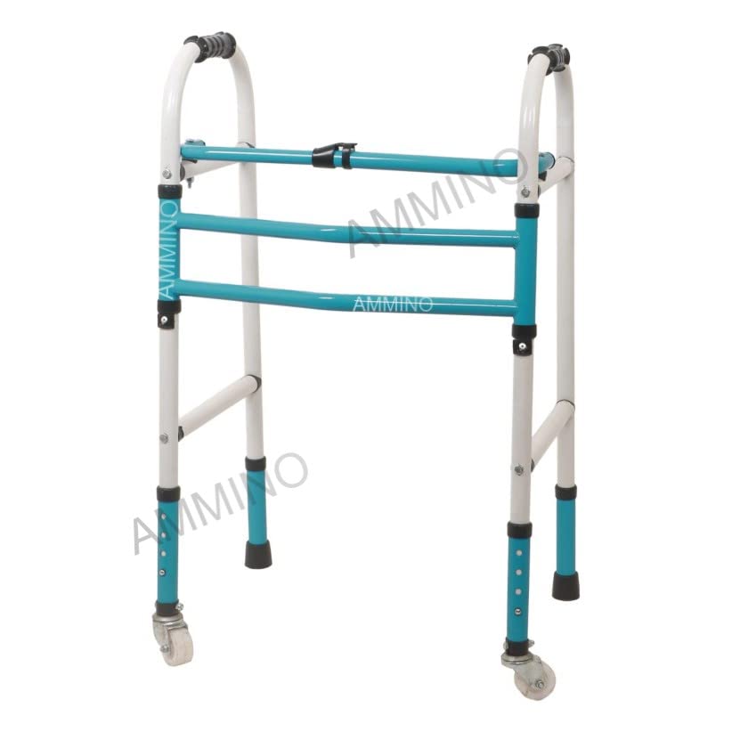 AMMINO INDIA Rollator Light Weight Height Adjustable Foldable Walker for old age people Patients Men Women & Adults