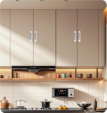 Image of 3-Pack No Drill Door Handles,Cabinet Handle,Heavy Duty Aluminum Alloy, Silver Finish, 148mm Length, Easy Installation for Kitchen Cabinets, Drawers, Glass Doors, Rental Apartments