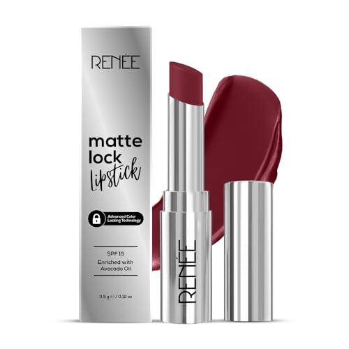 Image of RENEE Matte Lock Lipstick- Folk, Moisturizing, Long Lasting & Weightless Formula, Intense Color Pay Off with Ultra-Matte Finish, Enriched with Avocado oil, Vitamin E, D & Beta-Carotene, 3.5 Gm