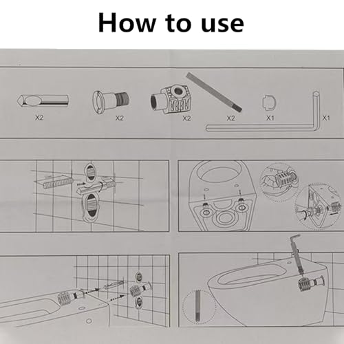 WC Befestigungsset, Universal-Befestigungsschrauben-Set für Wand-WC, Zubehör für die Toiletteninstallation, Befestigungsset für Wandhängende Toilette mit Schraubenschlüssel (Weiß)