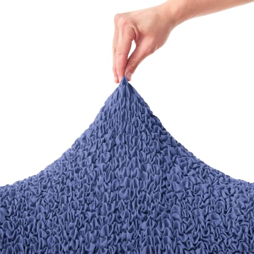 Image of Bellissima Sofa Covers - Premium Luxury Microfibra Plain Stretchable Sofa Cover Single Seater Fully Covered Slipcover, Imported from Italy (Ash Blue)