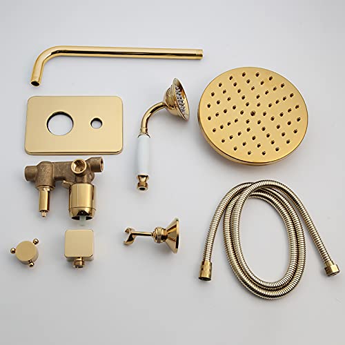 Faucet douche thermostatique or mural avec douchette à main - 3