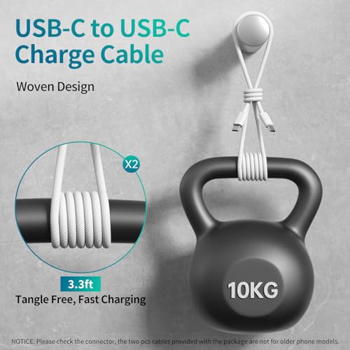USB C Wall Charger Compatible with iPhone 15, Fast Charger Block 20W PD Power Adapter Dual Type C Port Cube for iPhone 15 Series/iPad Pro/AirPods (2Pack 3.3 ft USB-C to C Charging Cables Included)
