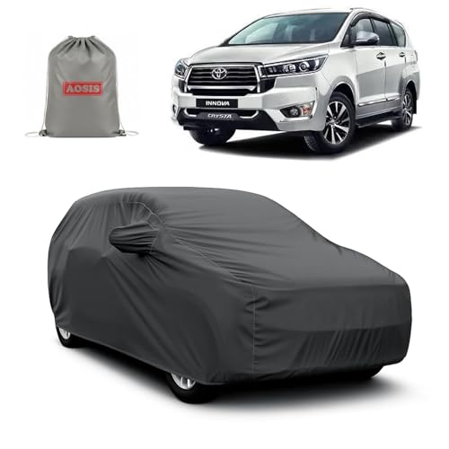 Image of AOSIS 'Waterproof' Car Cover Compatible with Toyota Innova /Innova Crysta 300 GSM Uly Coated Thick Fabric 4X4, Adjustable Belt Buckle, Elastic Grip