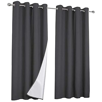 IDMarket - Lot de 2 Rideaux Thermiques Gris Anthracite 135x240 cm