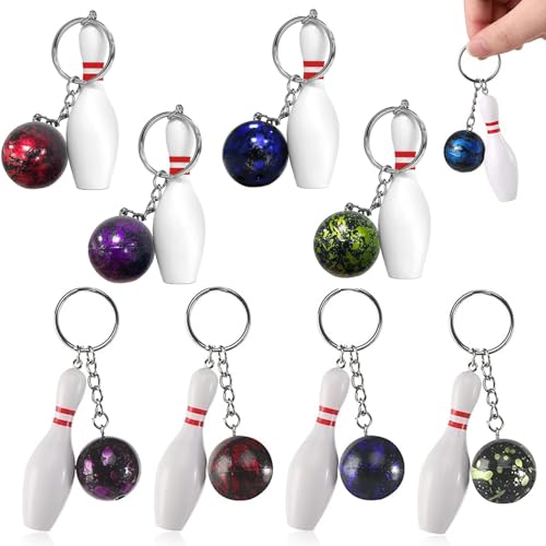 GUIANLOU 8 Stück Mini Bowling Schlüsselanhänger,Bowling Schlüssel...