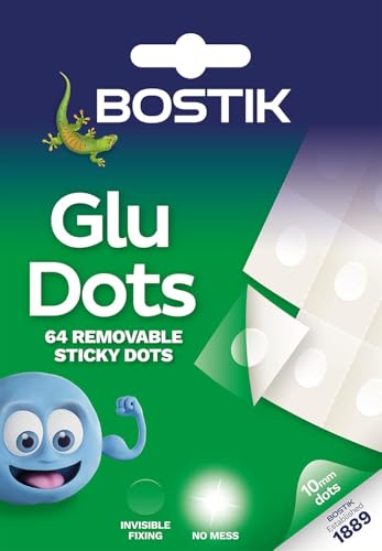 ASA® Bostik Glu Dots 64 Sticky Dots Easy to Use Removable Double Sided Adhesive for Instant Fixing and Crafts Invisible Fixing No Mess Clear