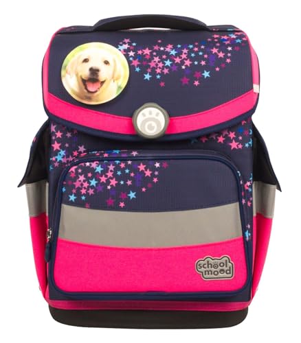 SCHOOL-MOOD - Schulranzen Set Hund, 7-teilig - Timeless Air+ - ergonomischer Schulranzen Jungen & Mädchen - Schultasche für Kinder in der 1. bis 4. Klasse - Leni (Hund)