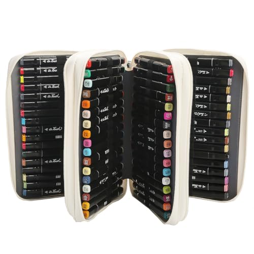 Image of 102 Slots Marker Pen Organizer Case w /Handle | Portable Multilayer Holder for Watercolor Pencils & Gel Pen Markers for Artists, Sketching, Drawing