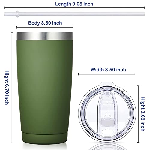 Civago 20Oz Insulated Stainless Steel Tumbler, Coffee Tumbler With Lid And Straw, Double Wall Vacuum Travel Coffee Mug, Powder Coated Leak-Proof Tumbler Cup For Home Office Travel (Army Green,1) #TOP4