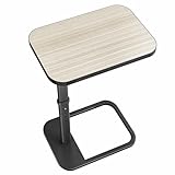 Driftwood Grey TV Tray Table, Adjustable Height & Rounded Metal Corners, Snack Table for Couch, Sofa, Bed, Chair, Living Room, C Shaped End Side Table for Eating, Dinner or Laptop, Small Spaces