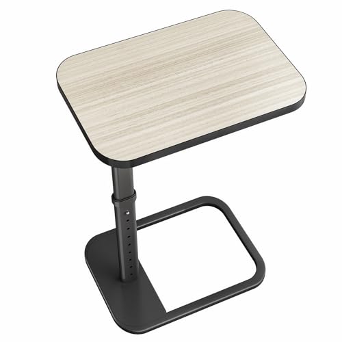 Image of Driftwood Grey TV Tray Table, Adjustable Height & Rounded Metal Corners, Snack Table for Couch, Sofa, Bed, Chair, Living Room, C Shaped End Side Table for Eating, Dinner or Laptop, Small Spaces