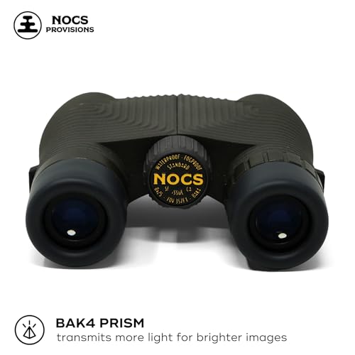Image of Nocs Provisions Standard Issue 8x25 Waterproof Binoculars, 8X Magnification, Bak4 Prism, Wide View Multi-Coated Lenses for Bird Watching, Hiking & Backpacking - Charcoal Black