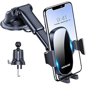 Miracase 3-in-1 Cell Phone Holders for Your Car, Universal Car Phone Holder Mount for Dashboard Air Vent Windshield Compatible with iPhone16 15 14 13 12 11 Pro Max Xs XR X, Galaxy Stripe