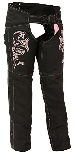 Milwaukee Leather Women's Textile Chap w/Tribal Embroidery & Reflective Detail (M)