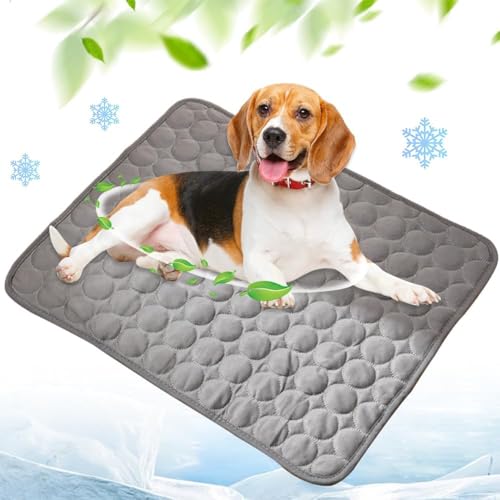 Yanlin 70x55cm Kühlmatte für Den Sommer, L, Grau, Kühlmatte für Hunde Selbst, Kühlkissen Hundematte, Hundekühlmatte für Hund & Katze Selbstkühlende Matte, rutschfeste, Waschbare, Atmungsaktiv