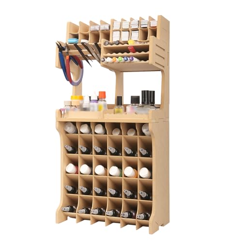 Bucasso Model Tool Organizer - All-in-One Paint Rack with Scissors, Tweezers, Watercolor Pens, Tamiya, Mr Hobby, Apple Barrel Paint Storage