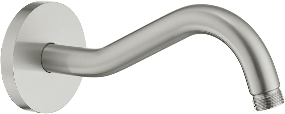 RANDOM 8 Inch S-Shape Curved Shower Arm with Flange,Stainless Steel Brushed Nickel Shower Head Extension Arm,Wall Mounted.RD-91068-8BN