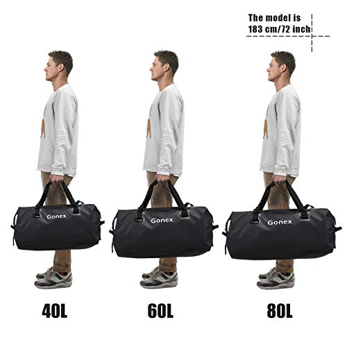 Gonex 80L Extra Large Waterproof Duffle Travel Dry Duffel Bag Ski Boot Bag with Durable Straps and Handles for Snowboard Ski Kayaking Boating, Perfect to Keep Your Gear Safe Black