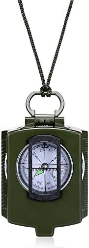 Outdoor Survival Compass Multifunctional Military Map Sighting Lensatic Compass, Waterproof and Shakeproof for Adventure Hiking Camping with Pouch