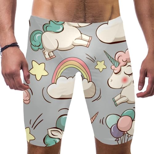 Bañador de unicornio rosa verde hombre largo resistente al cloro para natación