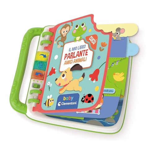 Clementoni Baby Livre Parlant Amis Animaux, Jeu Éducatif Enfants 12+ Mois Centre d'activités Petite Enfance pour Apprendre Nombres, Couleurs, Formes, vers des Animaux, Langue Italienne, 17550