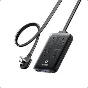 Anker Charging Station, 20W Max 8-in-1 USB-C Power Strip for iPhone 15/14 and MacBook Air/Pro, 5 ft Thin Cord with 4 AC, 2 USB-A, and 2 USB-C Ports, Fast Charging Desktop Charger for Travel, Office