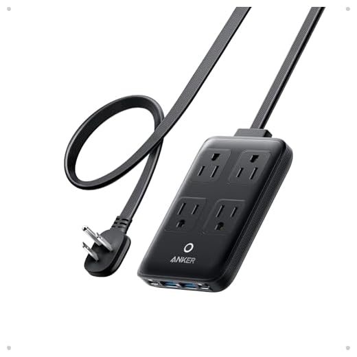 Anker Charging Station, 20W Max 8-in-1 USB-C Power Strip for iPhone 15/14 and MacBook Air/Pro, 5 ft Thin Cord with 4 AC, 2 USB-A, and 2 USB-C Ports, Fast Charging Desktop Charger for Travel, Office