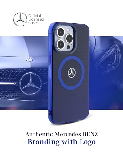Image of CG MOBILE Mercedes-Benz Phone Case [Official Licensed] Double Layer Case with Star Pattern | Magnetic Compatible | Protective Case Designed for iPhone 15 Pro (6.1-Inch) - Blue