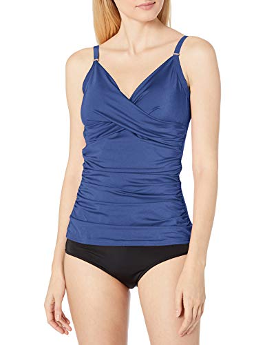 Calvin Klein Women's Tankini Swimsuit with Adjustable Straps and Tummy Control, Violet Shimmer, X-Large
