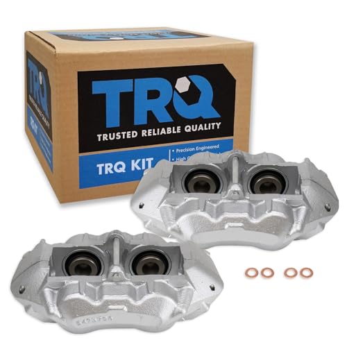 Image of TRQ Front Driver and Passenger Side Brake Caliper Set Caliper Brackets Hardware Compatible with 1965-1982 Chevrolet Corvette