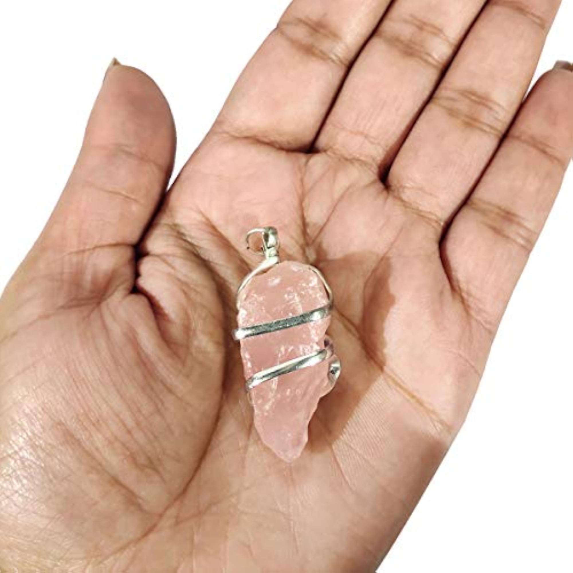 AAA Certified Natural Rose Quartz Pendant Wire Wrapped