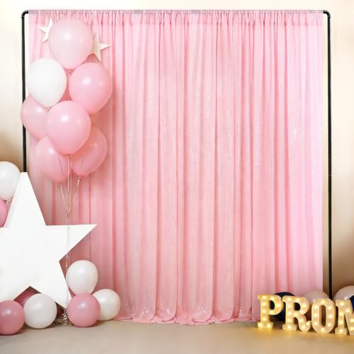 Image of Pink Sequin Backdrop Curtains-2 Panels 3FTx8FT Light Pink Backdrop for Wedding, Glitter Party Decorations Background Drapes for Birthday Party Anniversary Graduation Photo Booth Decor