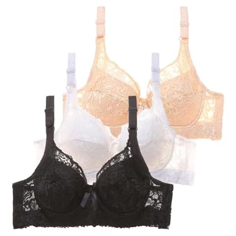 3 Pack Lace Underwire Minimizer Bras Cover