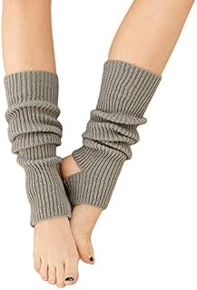 AWOCAN Women Winter Extra Soft Over Knee High Footless Knitted Stirrup Leg Warmers for Yoga Ballet Dance