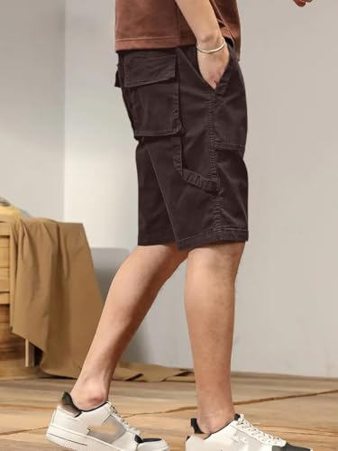Image of Leriya Fashion Men Cotton Cargo Shorts | Lightweight Shorts Pant for Men | Elastic Waist with Drawstring | Casual Summer Cargo Short's for Man with Pockets