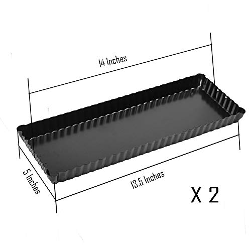 Webake 14 Inch Heavy Gauge Carbon Steel Non-Stick Rectangular Tart Pan With Removable Bottom Quiche Baking Pan (Pack Of 2) #TOP4