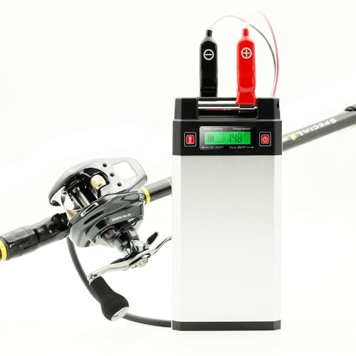 Electric Reel Battery. 14.8V 20000 mAh High Performance Battery. Rechargeable. Aluminum Alloy Rustproof Case. Compatible with Daiwa and Shimano Electric Fishing Reels (with Battery Sheath) (Silver)