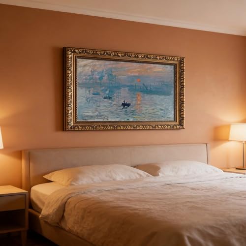 Impression sur toile de qualité Monet avec cadre suspendre