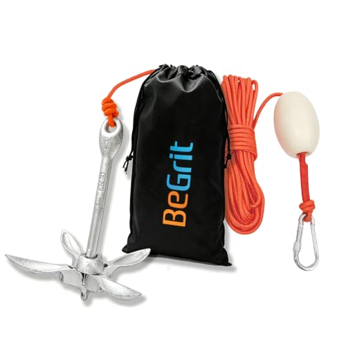 BeGrit Kayak Anchor 3.5lb Folding Marine Anchor Small Boat Anchor for Fishing,Kayak,Paddle Board,Canoe,Jet Ski, with 32.8 ft Anchor Tow Rope Carrying Bag