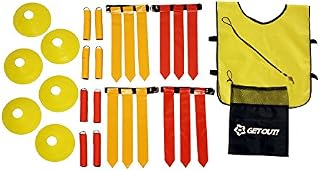 Get Out! American Flag Football Set with Belts, Flags, Cones for 10 Players