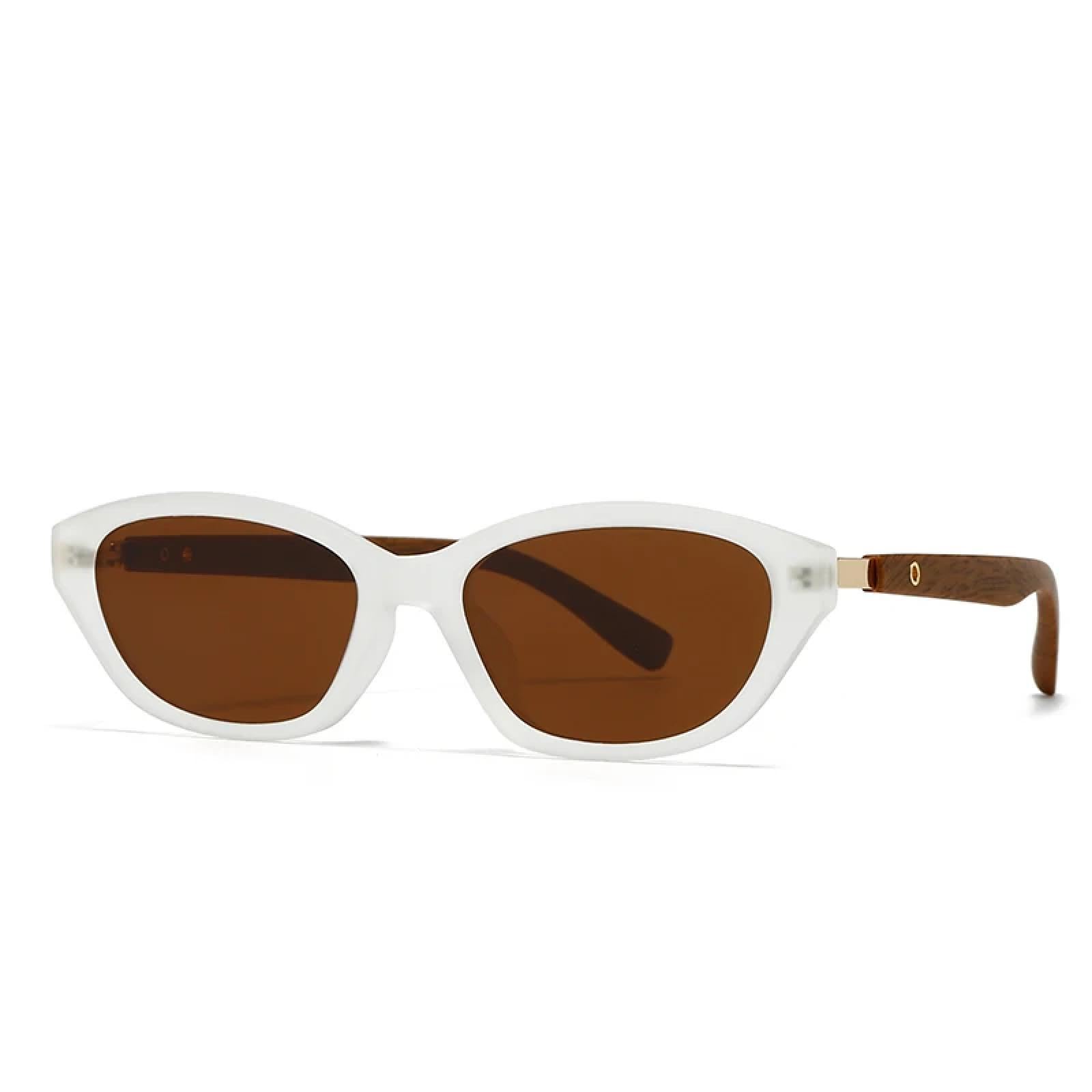 Lunettes de soleil à monture ronde café légères et élégantes