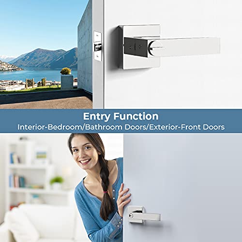 Sagaiot 4 Pcs Door Handles Keyed Alike, Polished Chrome Door Knobs Interior Modern Door Hardware & Locks, Heavy Duty Door Knobs With Lock And Key, Entry Exterior Door Levers #TOP4
