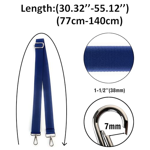 Image of Royal Blue Purse Strap with Silver Hardware 1-1 /2 Inch Wide Solid Color Replacement Crossbody Guitar Style Shoulder Strap for Handbags Totes