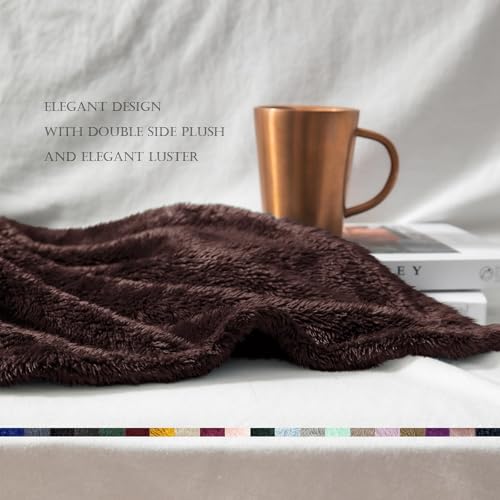 Image of Exclusivo Mezcla Plush Fuzzy Fleece Bed Blanket Twin Size, Super Soft, Fluffy and Warm Blankets for Couch, Bed, All Season (Coffee, 90x66 Inches)